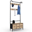 ID MARKET - Vestiaire d'entrée UTAH avec banc et 3 tiroirs en tissu design industriel - vignette