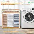 VOUNOT - Panier a linge en bambou rectangulaire triple compartiments avec couvercle 150L - vignette