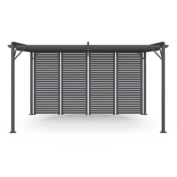 ID MARKET - Pergola édition collector persienne toit rétractable 3x4M 4 pans modulables gris anthracite - large