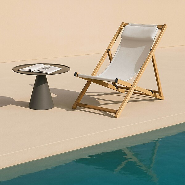 OVIALA - Lot de 2 chiliennes en aluminium inclinable 4 positions écru - Palaos - large
