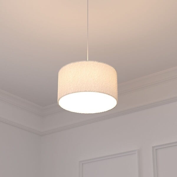 ATMOSPHERA - Luminaire Suspension en Bouclette Blanche D 37 cm - large