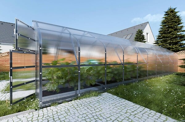 KLASIKA GREENHOUSES - Serre de jardin KLASIKA*DROP 30m2, 2,5m x 12m, 4 mm avec revêtement en polycarbonate - large