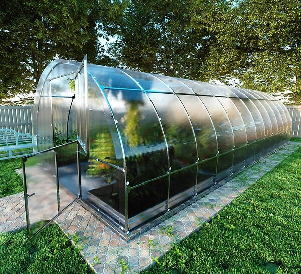 KLASIKA GREENHOUSES - Serre de jardin -  KLASIKA TUBE 3 x 8 m (24 m²) - 6 mm - revêtement en polycarbonate -  KLASIKA GREENHOUSES - large