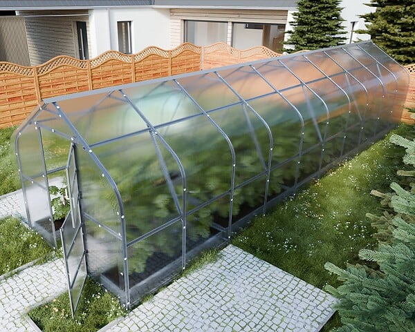 KLASIKA GREENHOUSES - Serre de jardin KLASIKA*DROP 25m2, 2,5m x 10m, 4 mm avec revêtement en polycarbonate - large