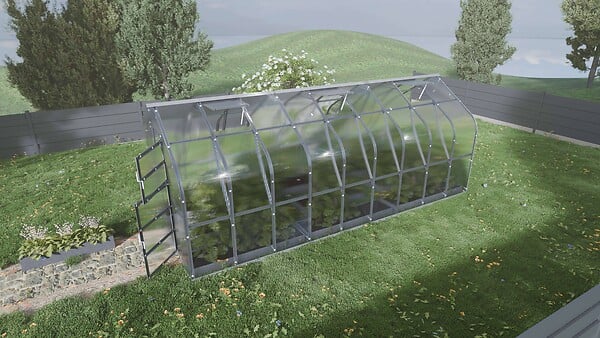 KLASIKA GREENHOUSES - Serre de jardin KLASIKA Standard 15m2, 2,5m x 6m, 4 mm avec revêtement en polycarbonate (Avec 3 toits ouvrants automatiques) - large
