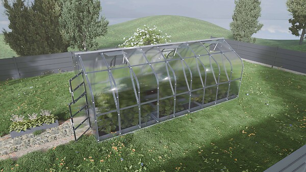 KLASIKA GREENHOUSES - Serre de jardin KLASIKA Standard 15m2, 2,5m x 6m, 6 mm avec revêtement en polycarbonate (Avec 3 toits ouvrants automatiques) - large