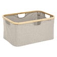 5 FIVE SIMPLY SMART - Panier à linge pliable 54L en Bambou et tissu Gris Beige - vignette