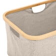 5 FIVE SIMPLY SMART - Panier à linge pliable 54L en Bambou et tissu Gris Beige - vignette