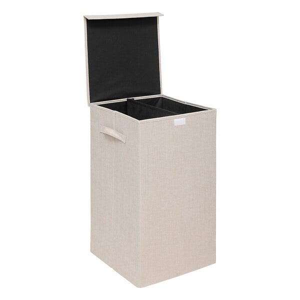 5 FIVE SIMPLY SMART - Panier à linge Beige 74L avec 2 compartiments H 60 cm - large