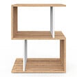 ID MARKET - Lot de 2 tables de chevet SOFIA forme S avec rangements ouverts effet hêtre et blanc - vignette