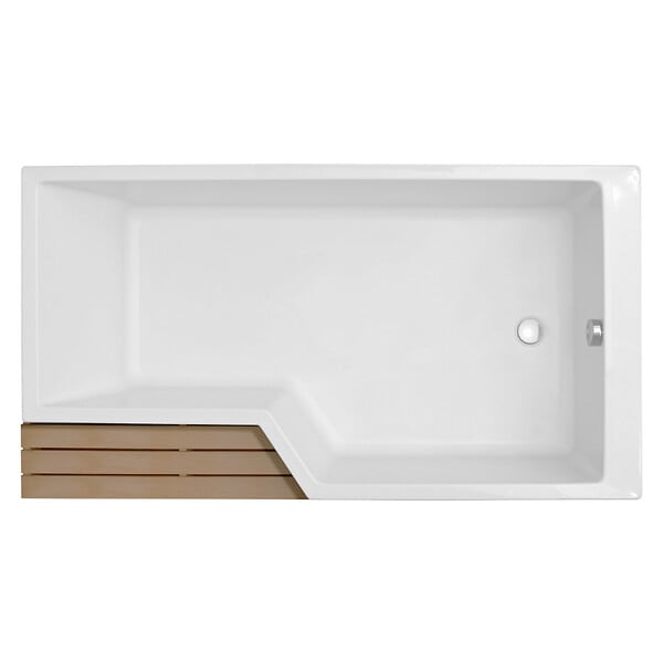 JACOB DELAFON - Pack baignoire bain douche antidérapante 170 x 90 Neo blanc mat - v.droite + pare bain noir mat + tablier - large