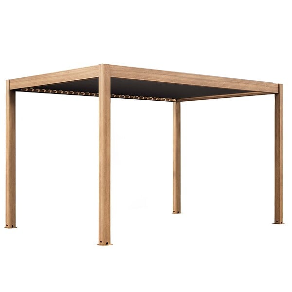 OVIALA - Pergola bioclimatique autoportée et motorisée éclairée 3x4m et 1 store - Kavala - large