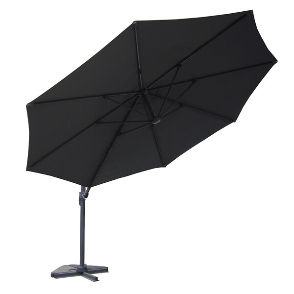 CONCEPT USINE - Parasol  gris déporté rond 3,5 x 3,5 m rotatif à 360 CASTILLO - large
