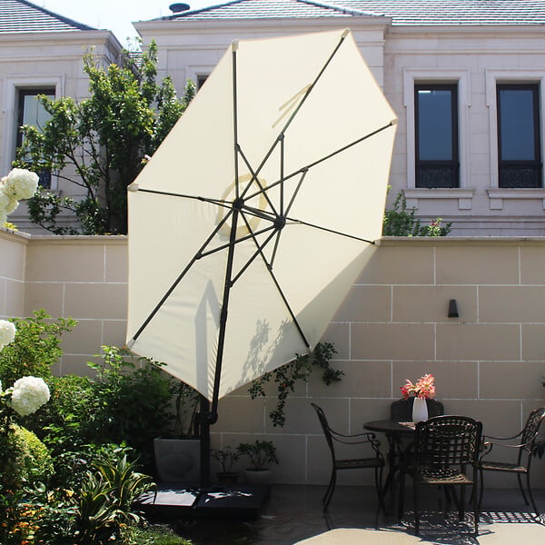 CONCEPT USINE - Parasol  écru droit rond 3,5 x 3,5 m rotatif à 360 CASTILLO - large