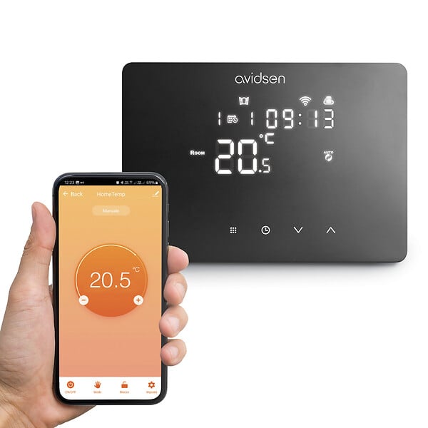 AVIDSEN - Thermostat Wifi connecté filaire noir - HomeTemp - Avidsen - 127073 - large