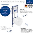 VILLEROY ET BOCH - Pack WC sans bride  Subway 2.0 abattant frein de chute + bâti-support sol et mur+ plaque Chromé mat + Tabouret - vignette