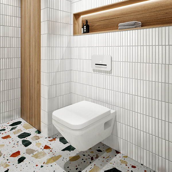 VILLEROY ET BOCH - Cuvette WC suspendu sans bride  Architectura Twistflust rectangle avec abattant frein de chute - large