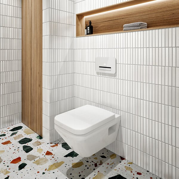 VILLEROY ET BOCH - Pack WC suspendu sans bride Architectura Twistflush [e³] rectangle + bâti-support sol et mur + plaque noir - large
