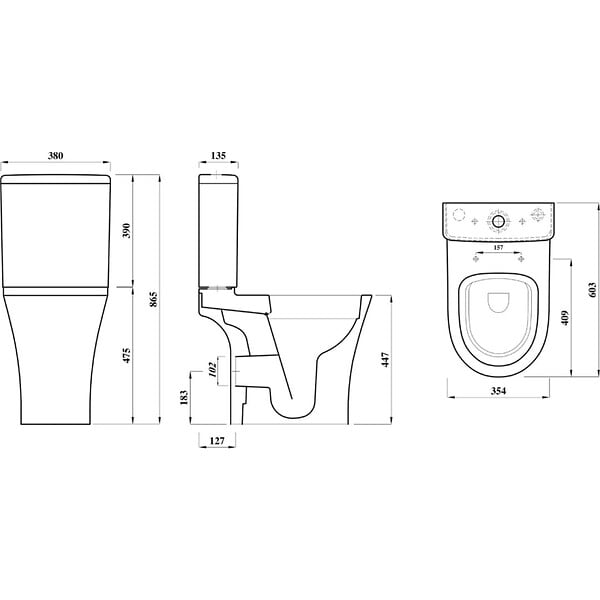 GODART - Pack WC surélevé gain de place sans bride sortie horizontale - Shani - large