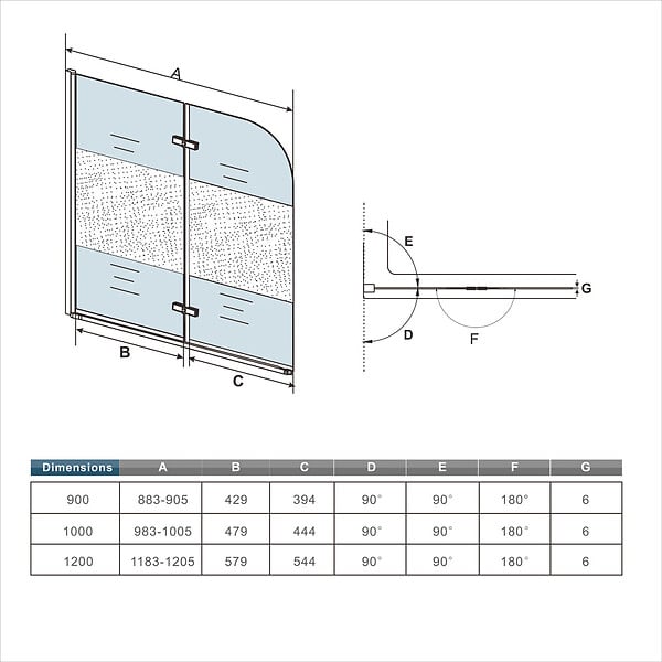 AICA SANITAIRE - Pare baignoire avec une bonde dépoli central 90x140cm -verre en 6mm - large