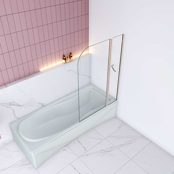 AICA SANITAIRE - Pare baignoire anticalcaire en deux face ecran de baignoire en transparent -100x140cm -verre en 5mm - large