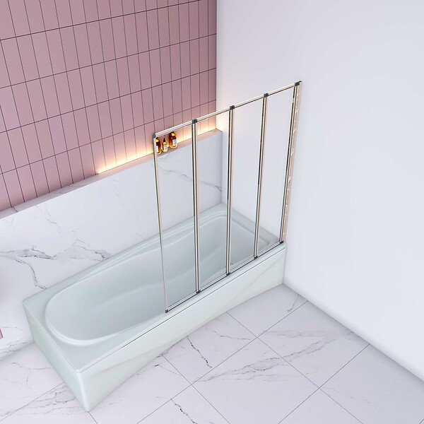AICA SANITAIRE - Pare baignoire en 4 volets 100x140cm - large