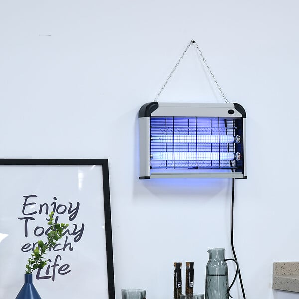 OUTSUNNY - Outsunny Lampe UV anti-insectes anti moustique tue mouche électrique destructeur d'insectes 20 W noir gris - large