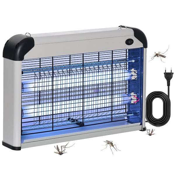 OUTSUNNY - Outsunny Lampe UV anti-insectes anti moustique tue mouche électrique destructeur d'insectes 20 W noir gris - large