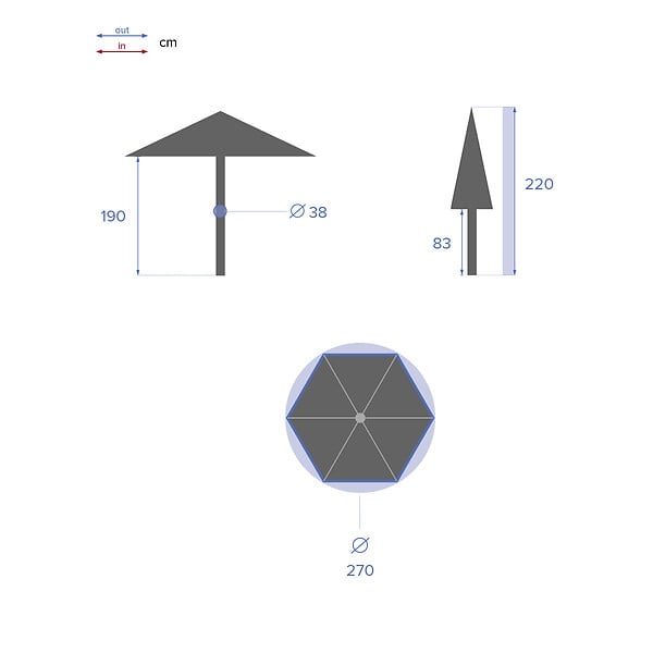 HESPERIDE - Parasol droit rond inclinable "Soya" blé 2,7m - large