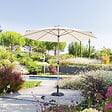 HESPERIDE - Parasol droit rond inclinable "Loompa" argile & blé 3m en aluminium et polyester - vignette