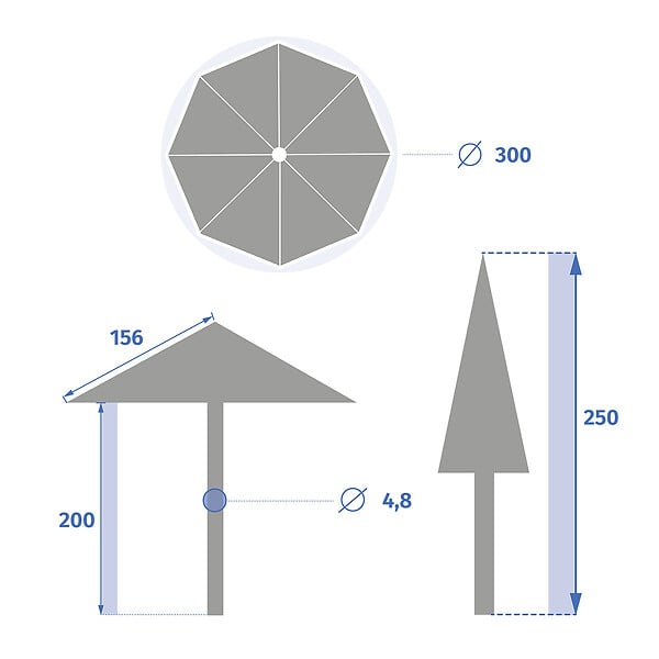 HESPERIDE - Parasol droit rond inclinable "Loompa" argile & blé 3m en aluminium et polyester - large