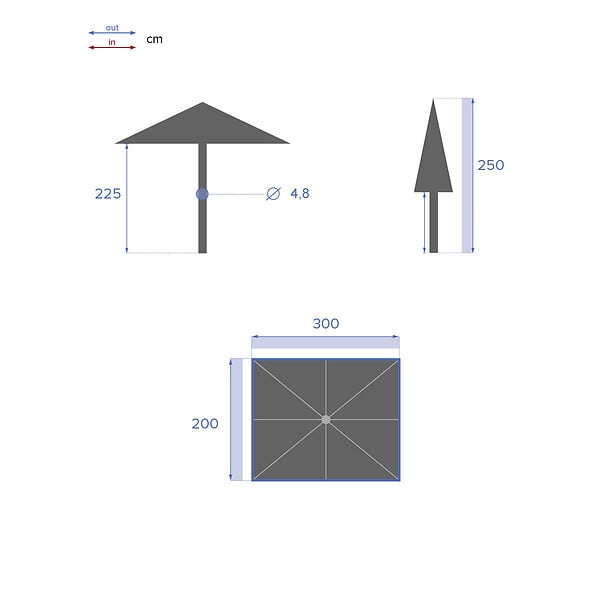 HESPERIDE - Parasol droit rectangulaire inclinable "Loompa" blé 2,5x2,5m - large