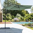HESPERIDE - Parasol déporté rond "Manoa" vert olive & gris quartz 3m en aluminium traité époxy - vignette