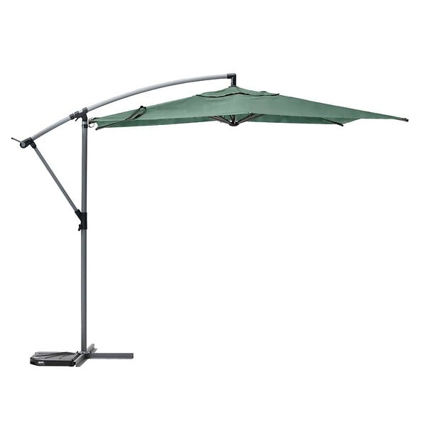 HESPERIDE - Parasol déporté rond "Manoa" vert olive & gris quartz 3m en aluminium traité époxy - large