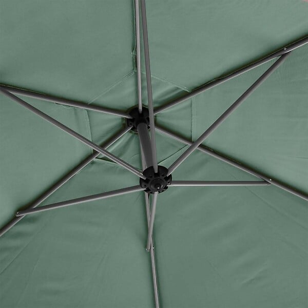 HESPERIDE - Parasol déporté rond "Manoa" vert olive & gris quartz 3m en aluminium traité époxy - large