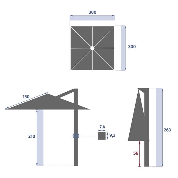 HESPERIDE - Parasol déporté "Melhia" lin 3x3m - large