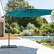 HESPERIDE - Parasol déporté rond "Manoa" bleu canard & graphite 3m en aluminium traité époxy - vignette