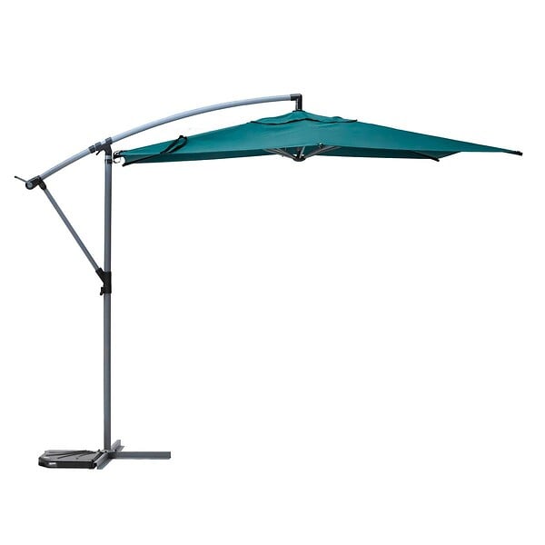 HESPERIDE - Parasol déporté rond "Manoa" bleu canard & graphite 3m en aluminium traité époxy - large