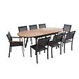 OVIALA - Ensemble table extensible 180/220 cm et 8 chaises de jardin effet bois - Jakarta - vignette