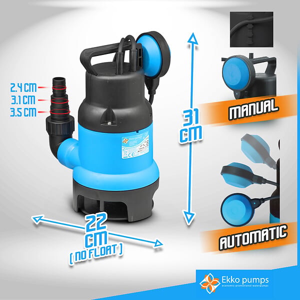 EKKO PUMPS - Kit pompe vide caves eaux chargées 400W + tuyau d évacuation 10M - Ekko Pumps - large