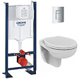 GROHE - Grohe Pack WC Bâti autoportant avec Cuvette Porcher rimless + Abattant + Plaque chrome (ProjectPorcher-1) - vignette