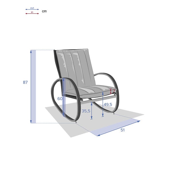 HESPERIDE - Fauteuil à bascule "Nevada" graphite en acier traité époxy - large