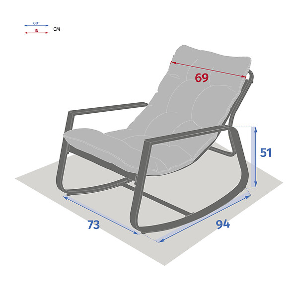 HESPERIDE - Fauteuil à bascule de jardin "Felinio" gris - large