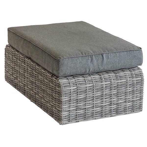HESPERIDE - Pouf de jardin "Mooréa" terre d'ombre en aluminium traité époxy et résine tressée - large