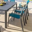 HESPERIDE - Fauteuil de jardin empilable "Axant" bleu canard & graphite en aluminium traité époxy - vignette