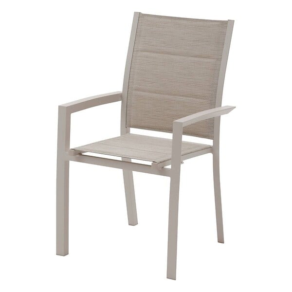 HESPERIDE - Fauteuil de jardin empilable "Allure" beige & avoine aluminium et texaline - large