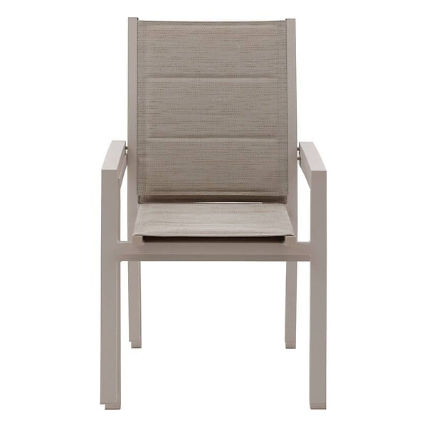 HESPERIDE - Fauteuil de jardin empilable "Allure" beige & avoine aluminium et texaline - large