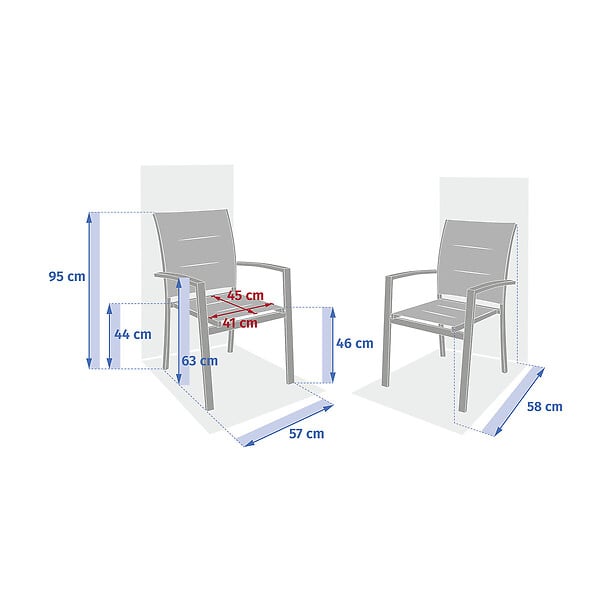 HESPERIDE - Fauteuil de jardin empilable "Allure" beige & avoine aluminium et texaline - large