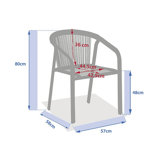 HESPERIDE - Fauteuil de jardin empilable "Riu" Cappucino & café aluminium - large