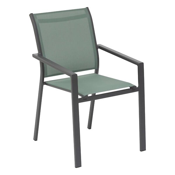 HESPERIDE - Fauteuil de jardin empilable "Essentia" vert olive & graphite en aluminium traité epoxy - large